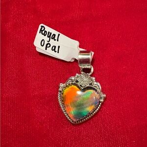 Sterling Silver 925 Royal Opal Heart Pendant. Brand New.